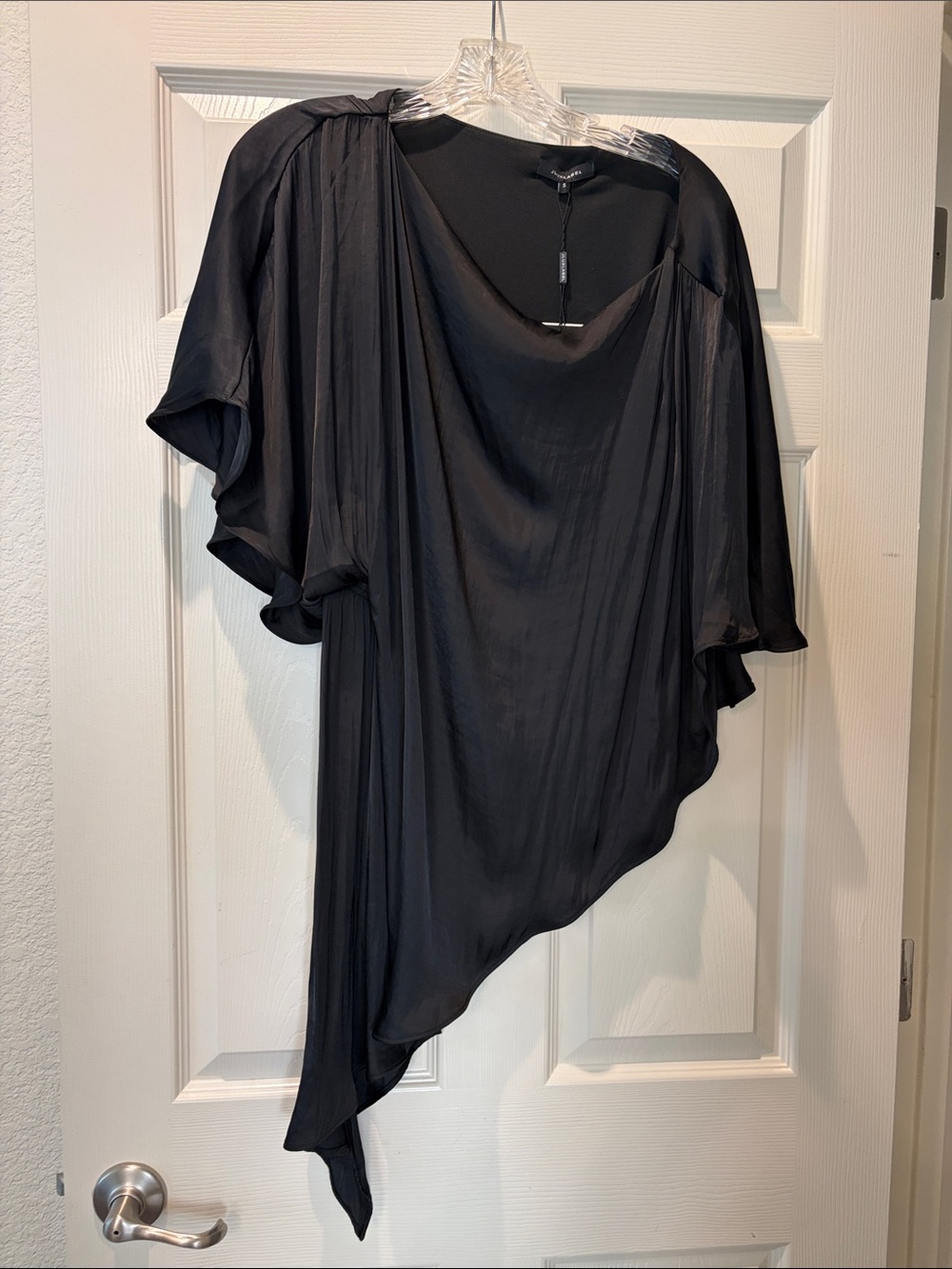 JLUXLABEL Black Asymmetric Draped Tunic Dress